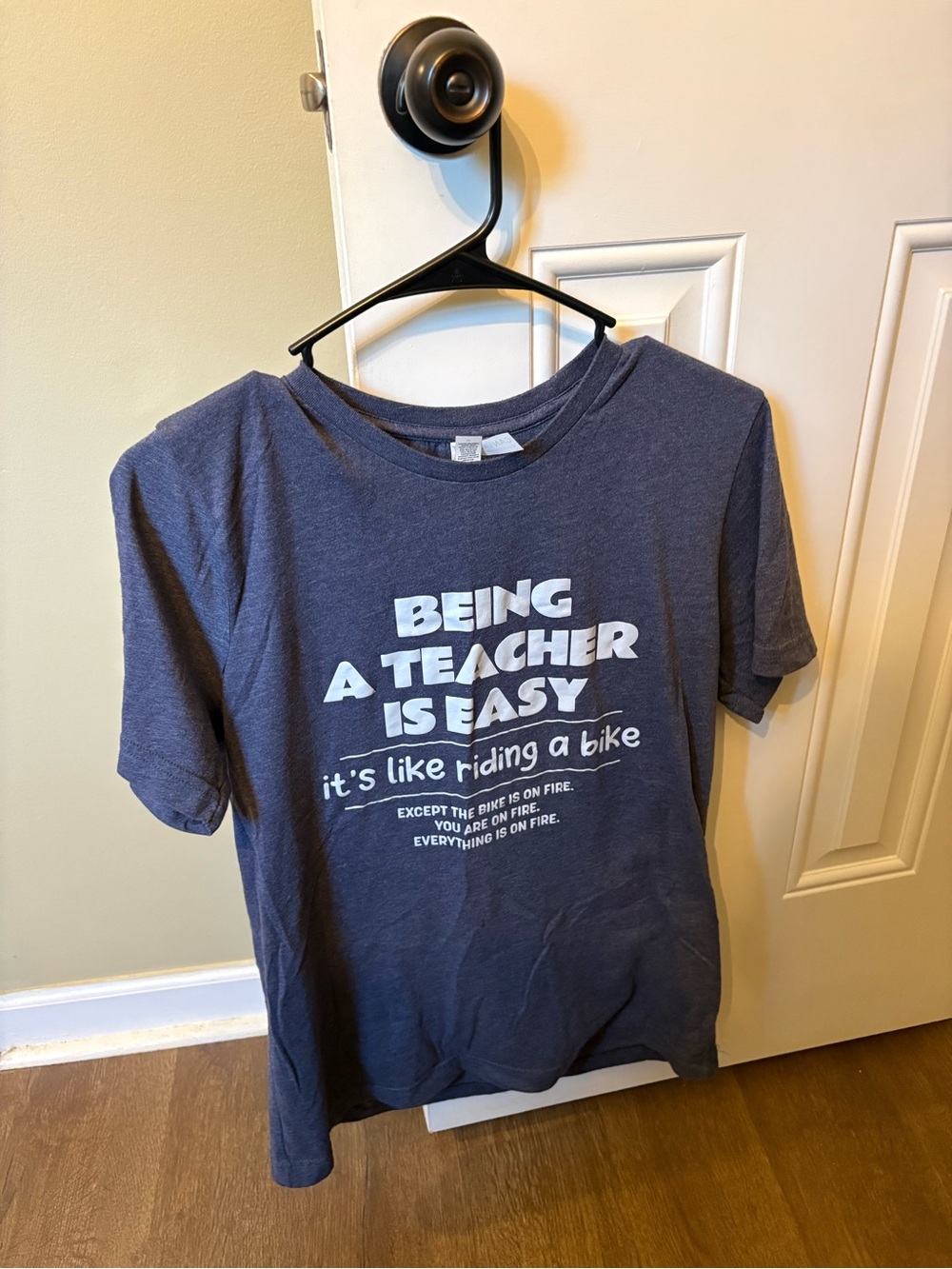 Bella Canvas Charcoal/Navy Teacher Graphic Tee - White Print